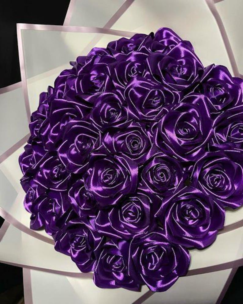 Dark Purple Graduation Bouquel Rose With White Wrapping
