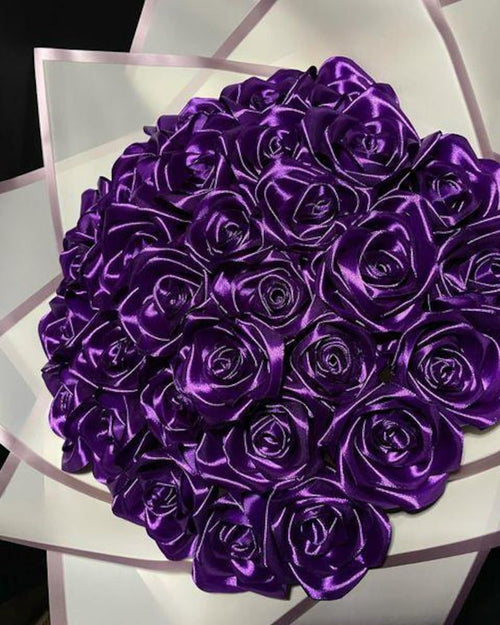 Dark Purple Graduation Bouquel Rose With White Wrapping