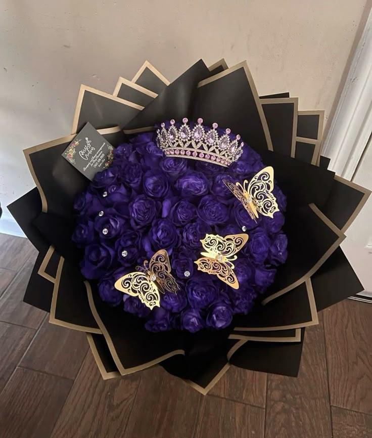 Purple Forever Roses with Golden🦋